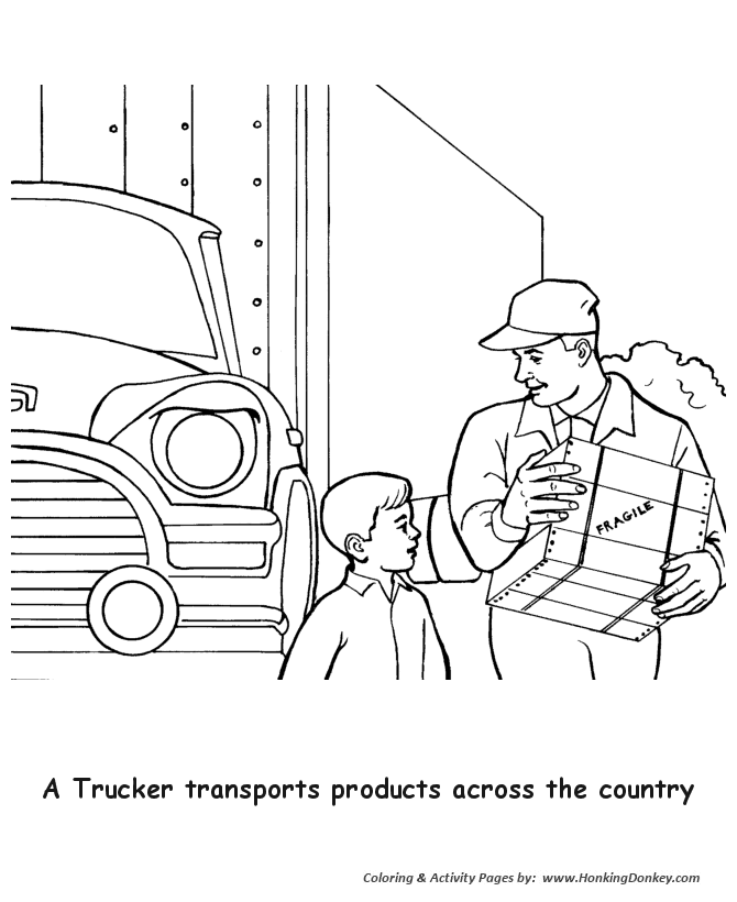 Labor Day Coloring Pages - Trucker