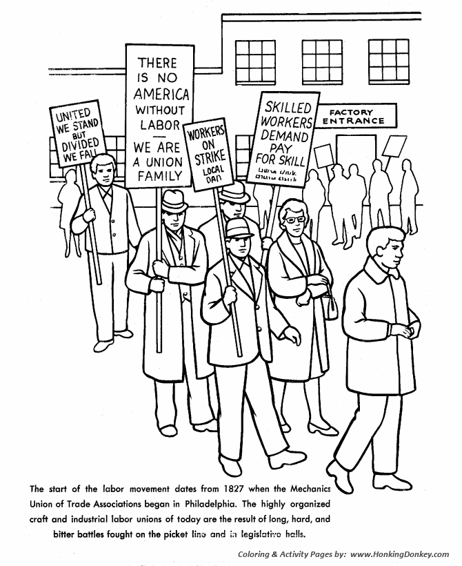 Labor Day Coloring Pages - Organized Labor: On Strike