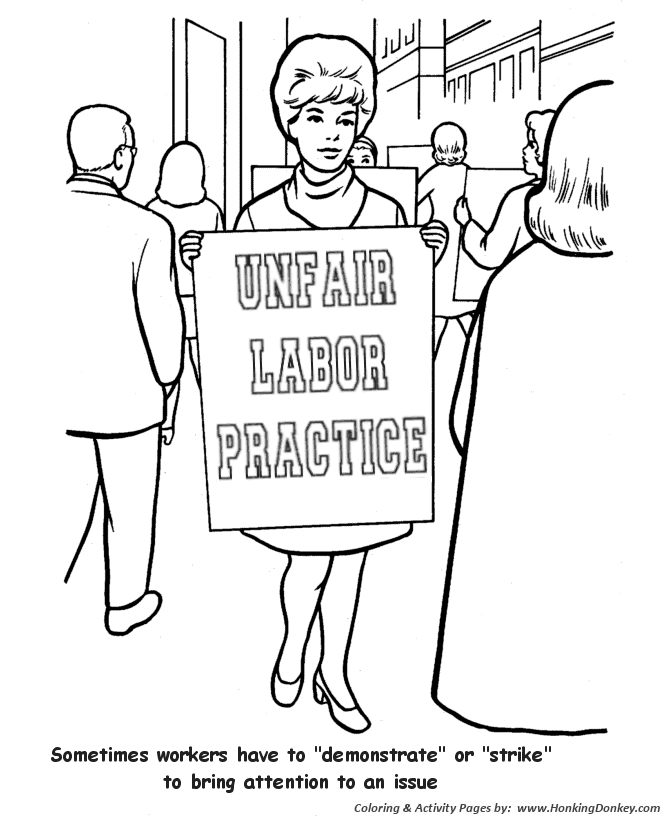 Labor Day Coloring Pages - Organized Labor: Worker Demonstrations