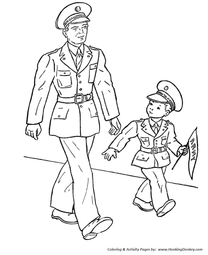 Memorial Day Coloring Pages - Man and Boy parade
