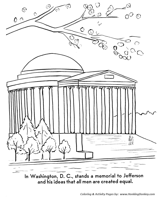 Memorial Day Coloring Pages - Jefferson Memorial