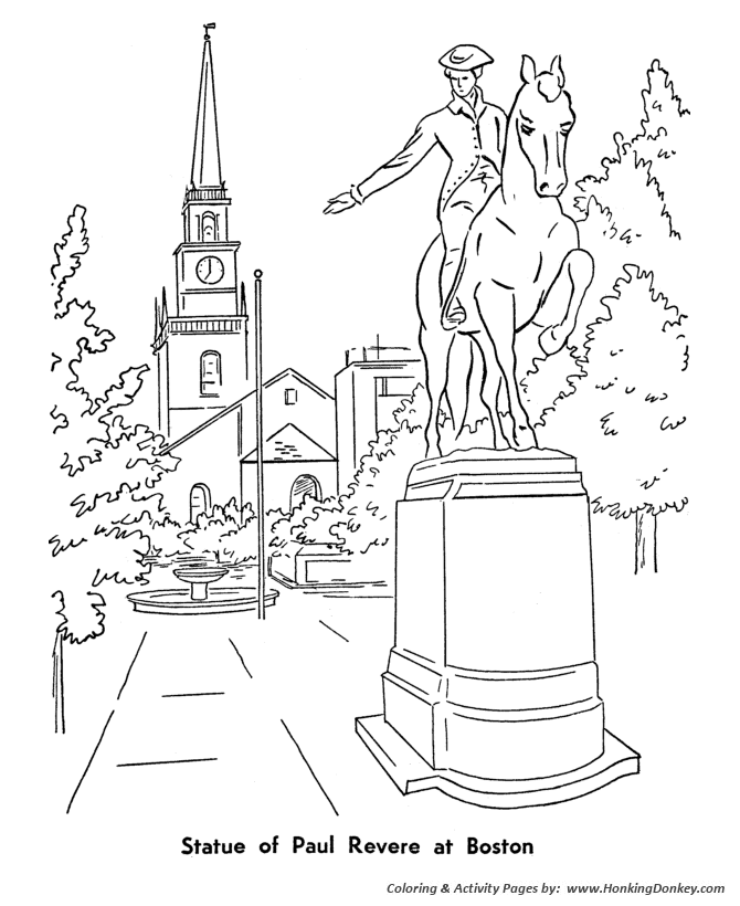 Memorial Day Coloring Pages - Statue of Paul Revere