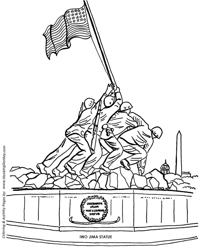 Memorial Day Coloring Pages - Iwo Jima Statue