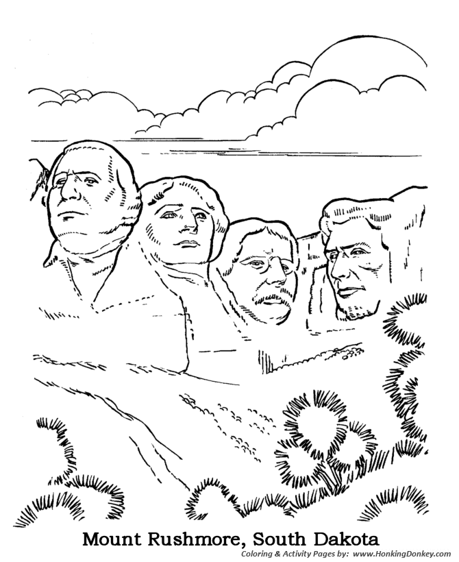 Memorial Day Coloring Pages - Mount Rushmore