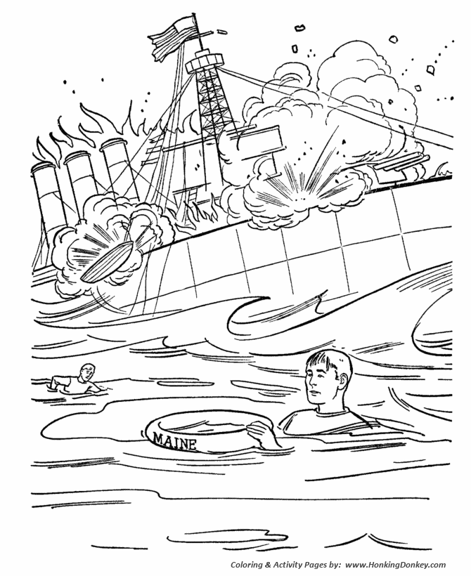 Memorial Day Coloring Pages - USS Maine