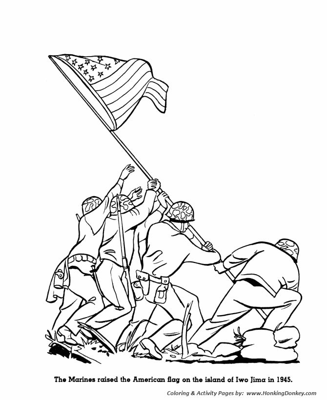 Memorial Day Coloring Pages - Battle of Iwo Jima