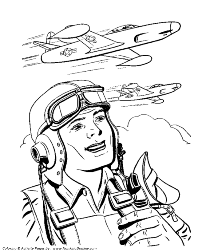 Memorial Day Coloring Pages - Air Force Pilot