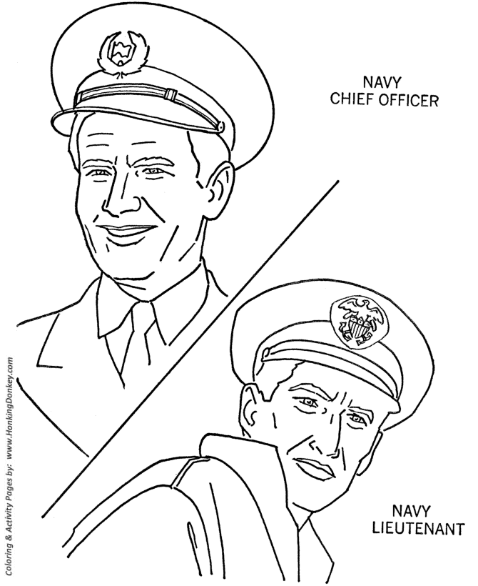 Memorial Day Coloring Pages - Navy Officers