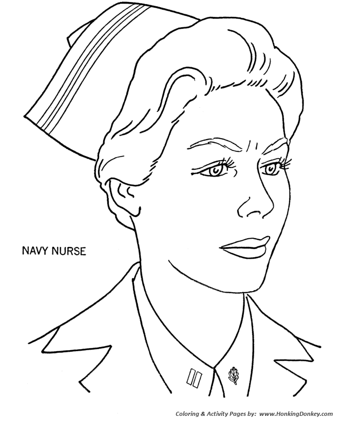 Memorial Day Coloring Pages - Navy Nurse