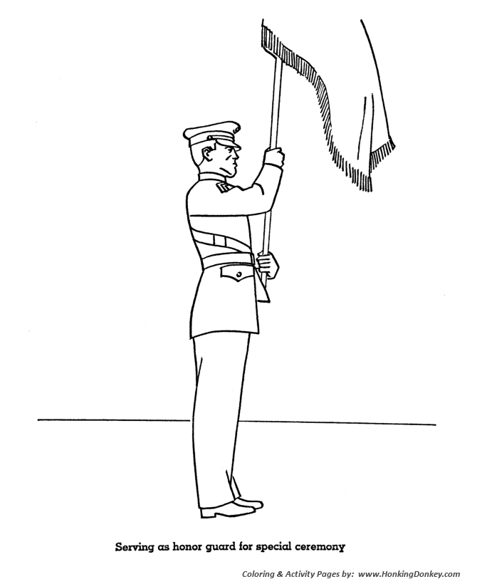 Memorial Day Coloring Pages - Marine Honor Guard