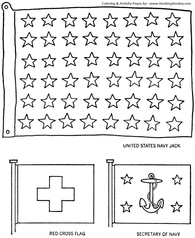 Memorial Day Coloring Pages - Navy Flags