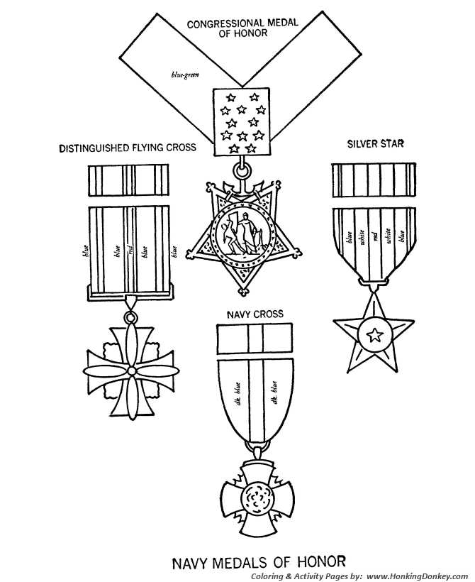 Memorial Day Coloring Pages - Navy Medals of Honor