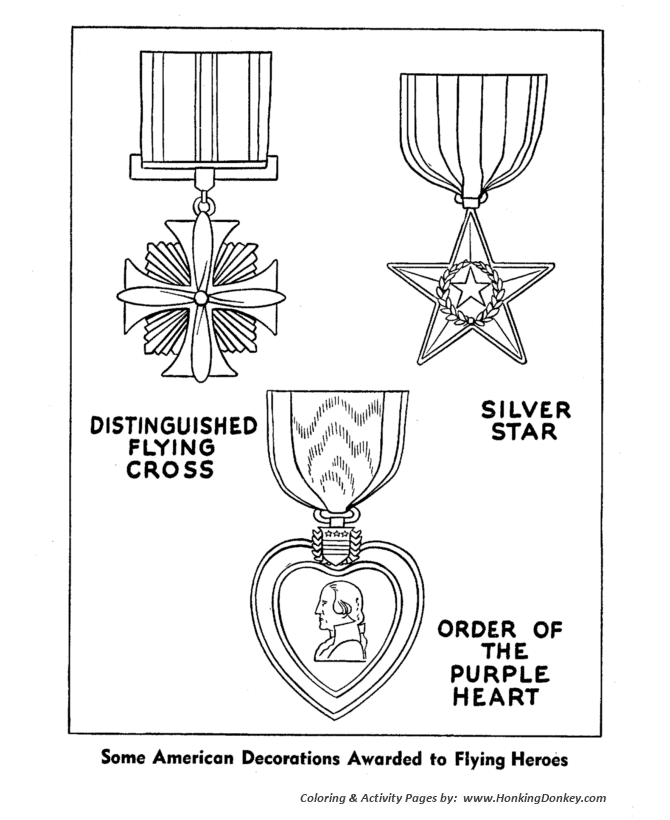 Memorial Day Coloring Pages - Flying Medals of Honor
