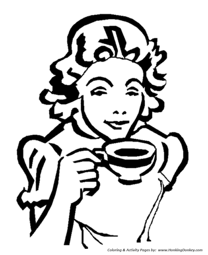Mother's Day Coloring Pages - Mom likes coffee