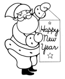 New Year's Day Coloring Pages - Santa New Year 