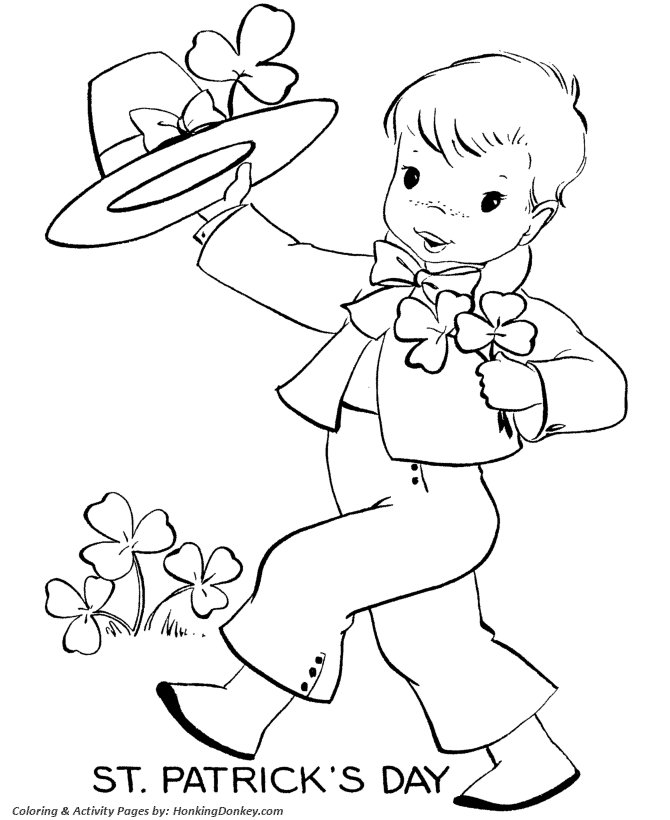 St Patricks Day Coloring Pages - Young boy in Irish outfit