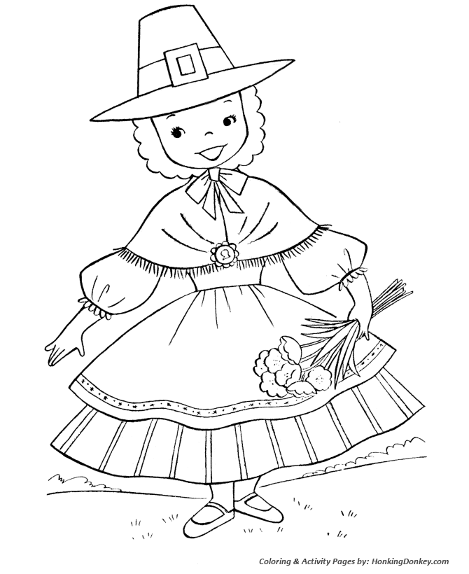 St Patricks Day Coloring Pages - Young girl in Irish outfit