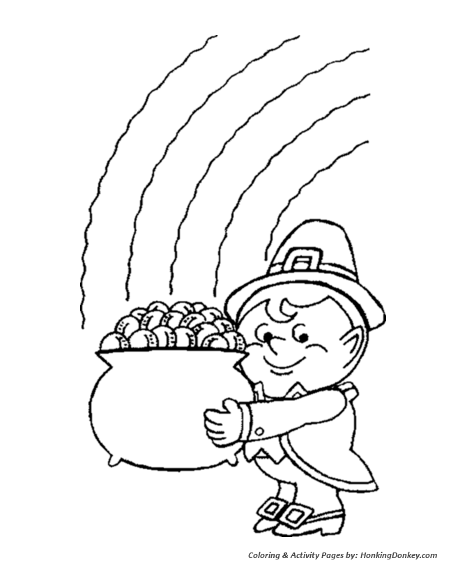 St Patricks Day Coloring Pages - Leprechaun with a Pot-of-Gold