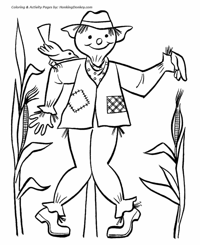 Thanksgiving Coloring Pages - Friendly Scarecrow