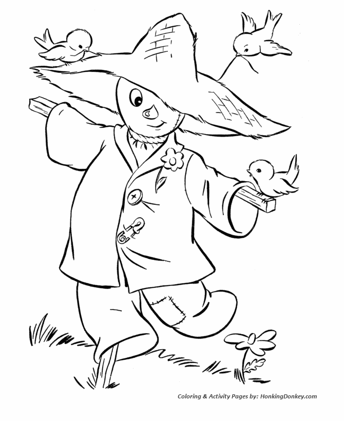 Thanksgiving Coloring Pages - Funny Scarecrow