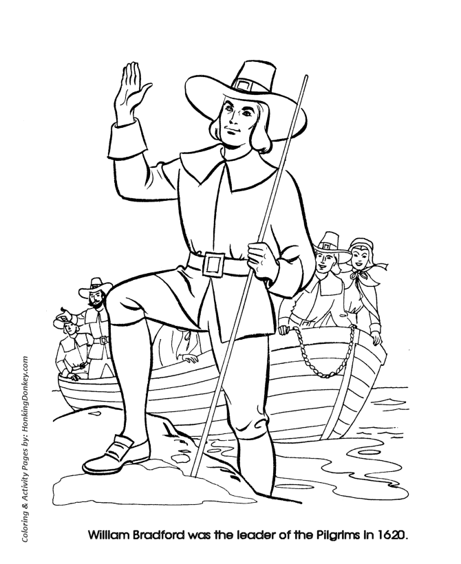 Thanksgiving Coloring Pages - Pilgrim Leader William Bradford