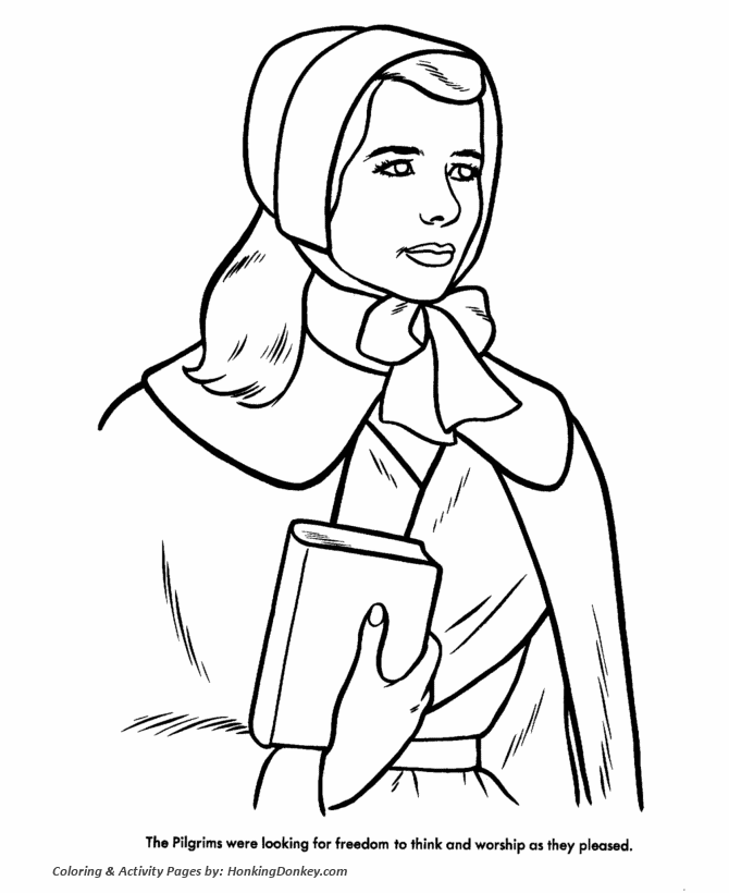 Thanksgiving Coloring Pages - Pilgrim Worship