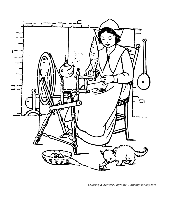Thanksgiving Coloring Pages - Pilgrim Girl