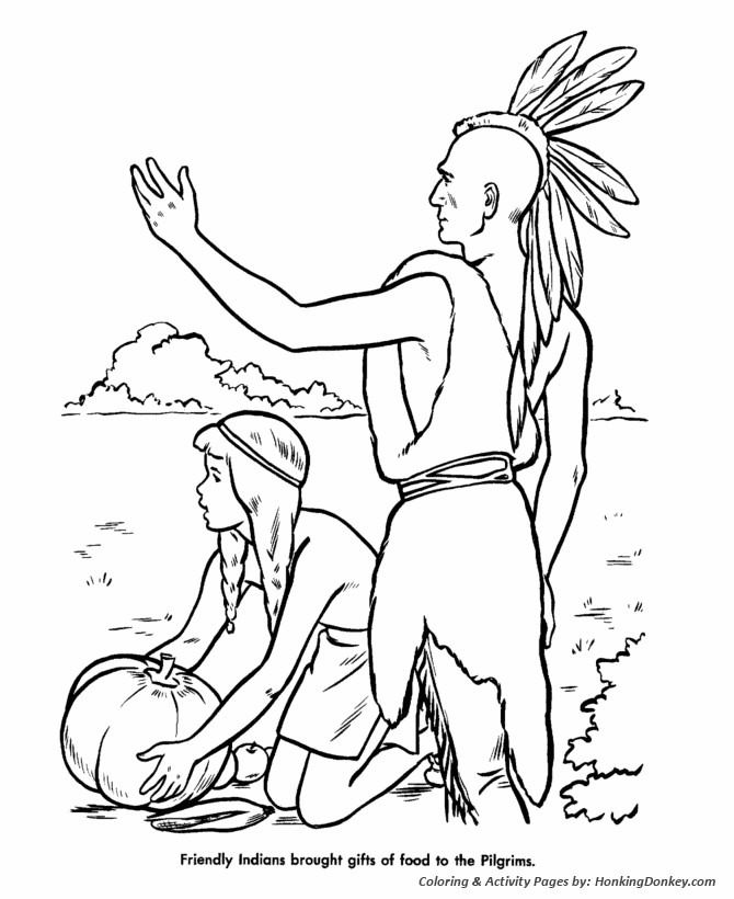 Thanksgiving Coloring Pages - Thanksgiving Day Native Americans