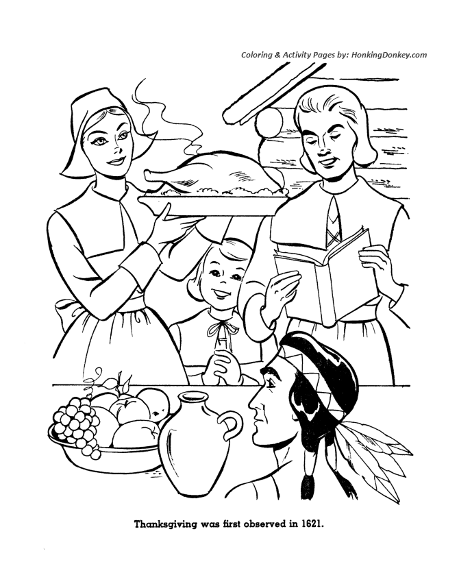 Thanksgiving Coloring Pages - The First Thanksgiving