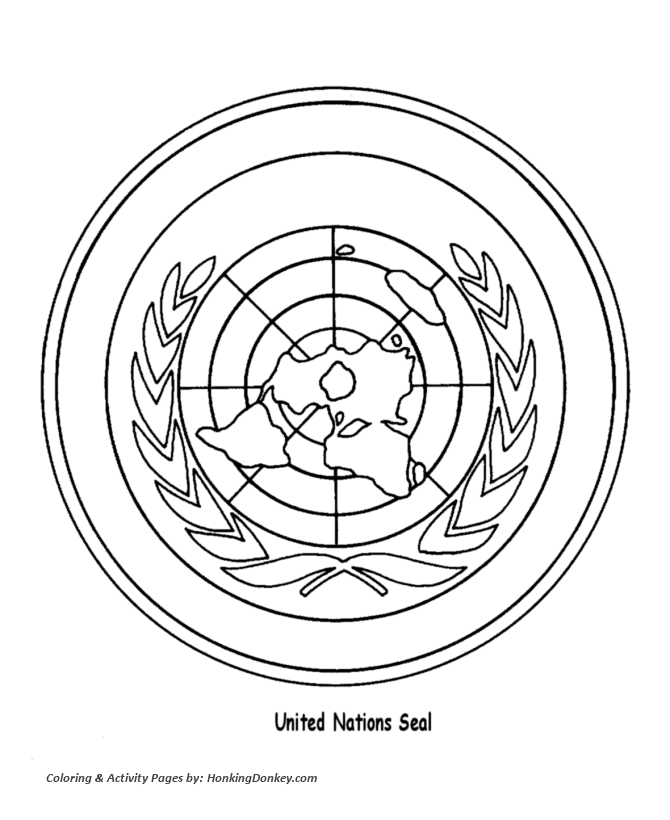 United Nations Seal Coloring Page sheet