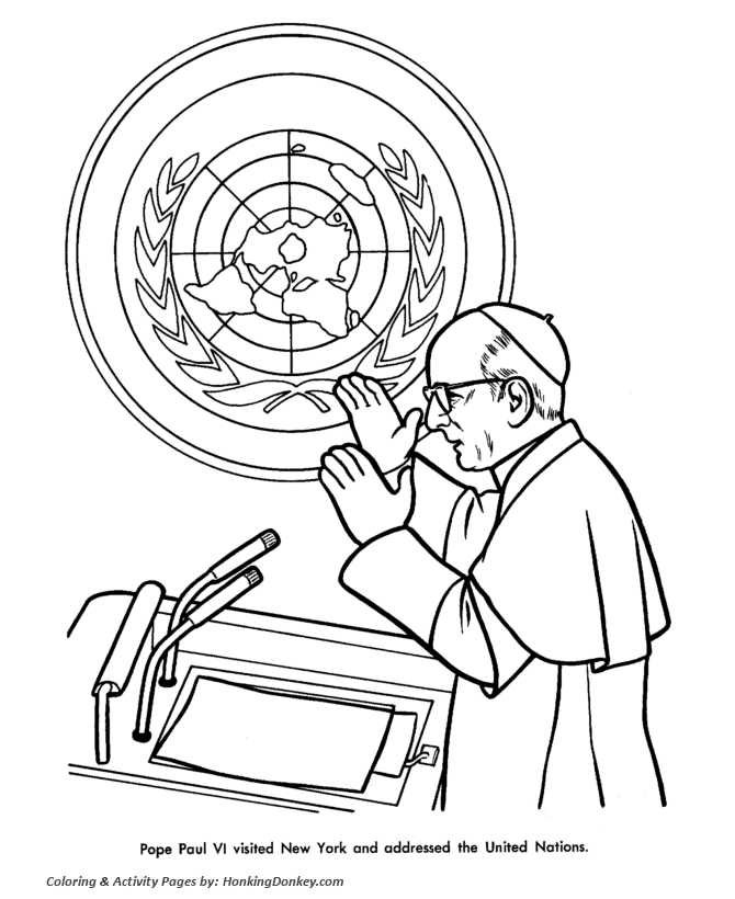 Pope John-VI at the UN in 1965 Coloring Page