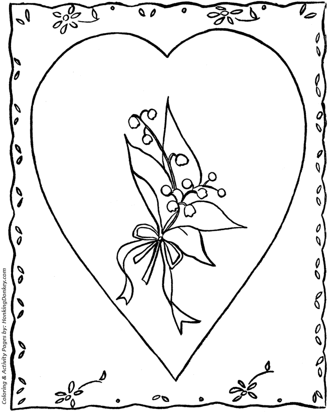 Valentine heart with flowers - Valentine's Day Coloring Pages
