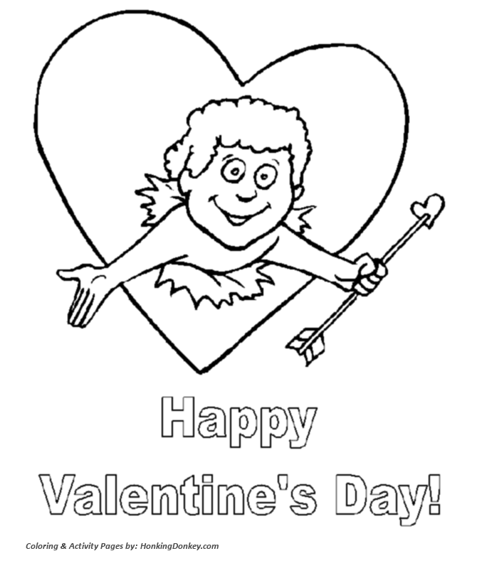 Valentine's Day Coloring Pages - Cupid with an Arrow