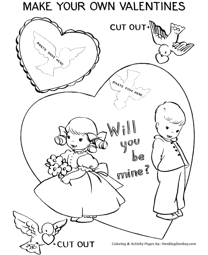 Valentine's Day Coloring Pages - Valentine heart Cut-Out