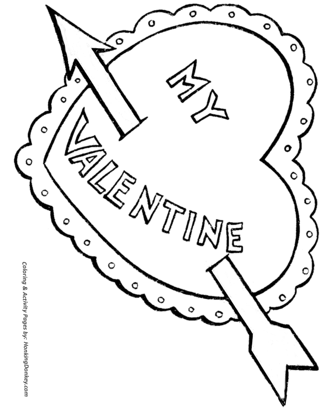 Valentine's Hearts Coloring Pages - A big heart with an arrow to color
