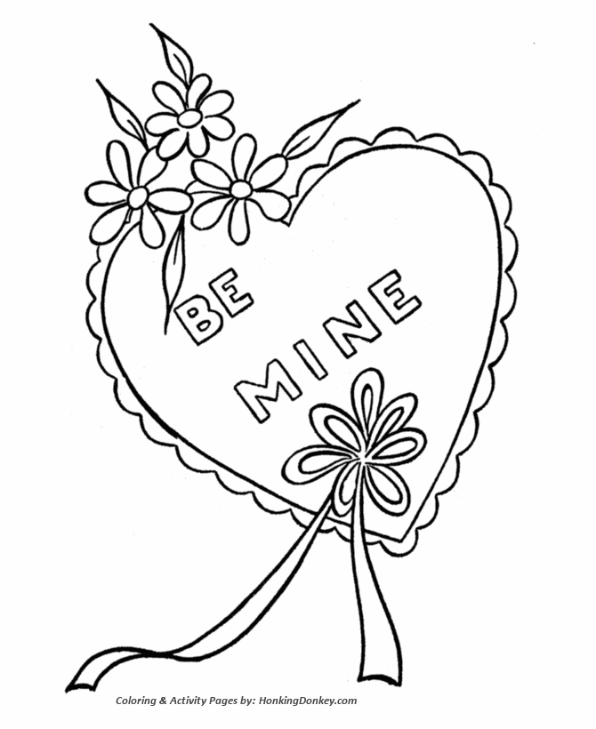 A Be-Mine valentine heart to color - Valentine's Hearts Coloring Pages