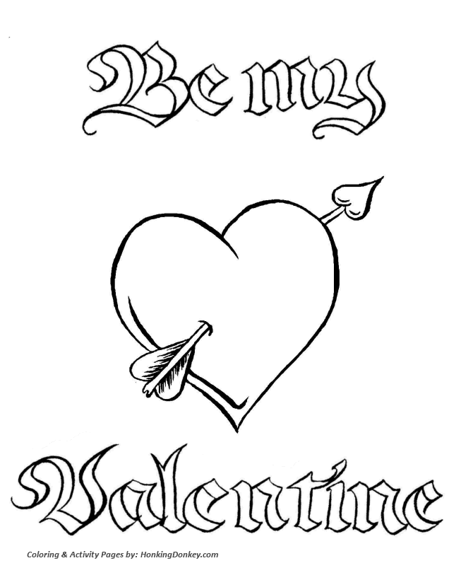Valentine heart with an arrow - Valentine's Hearts Coloring Pages