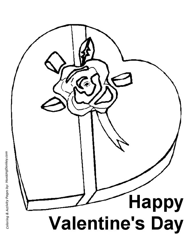 A big heart-shaped box of candy - Valentine's Hearts Coloring Pages