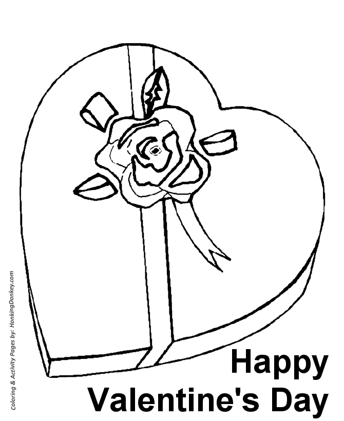 Valentine's Hearts Coloring Pages - A big heart-shaped box of candy