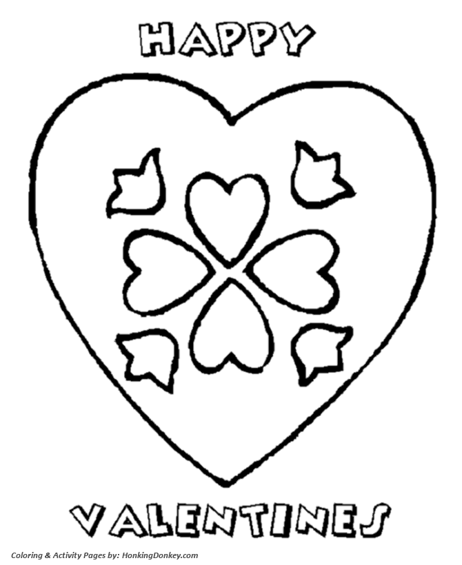 Valentine's Hearts Coloring Pages - A Happy Valentine - Heart Shape to color
