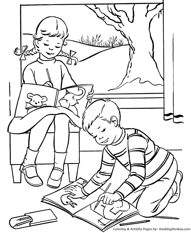 Valentine's Day Kids Coloring Pages - Kids Valentine's Activities Coloring Page