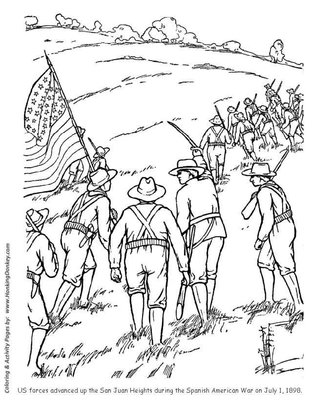 Veterans  Day Coloring Pages - Spanish-American War - San Juan Hill