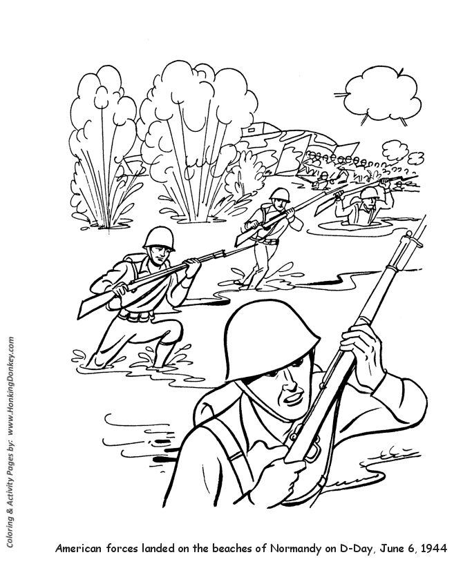 Veterans  Day Coloring Pages - World War II - D-Day Veterans