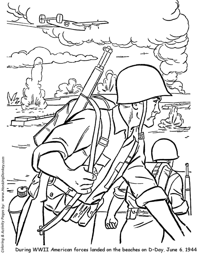 Veterans  Day Coloring Pages - WW II - June 6, 1944 - D-Day