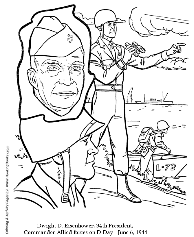 Veterans  Day Coloring Pages - General Eisenhower - European Theater