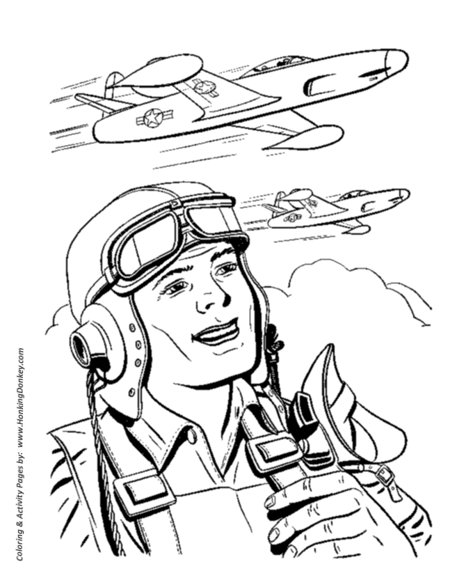 Veterans  Day Coloring Pages - Korean War Jet Pilot Veterans