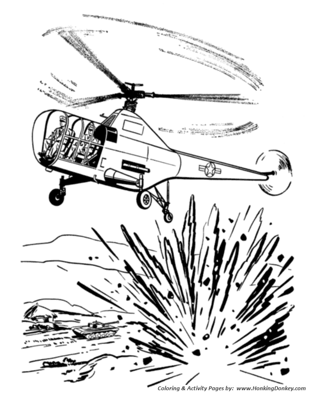 Veterans  Day Coloring Pages - Korean War Helicopter Veterans
