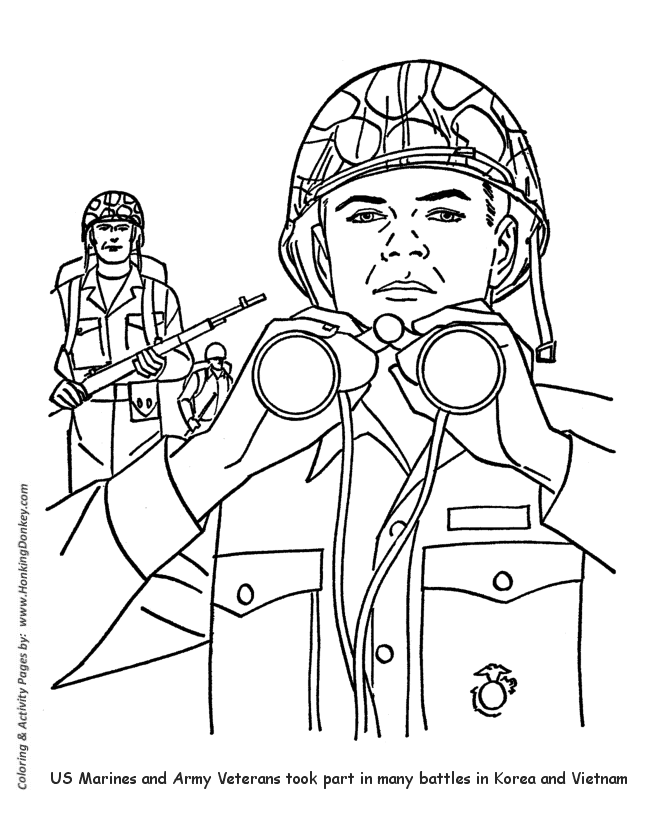Veterans  Day Coloring Pages - Korea and Vietnam Veterans 