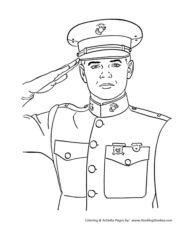 Veterans  Day Coloring Pages - Marine Veterans