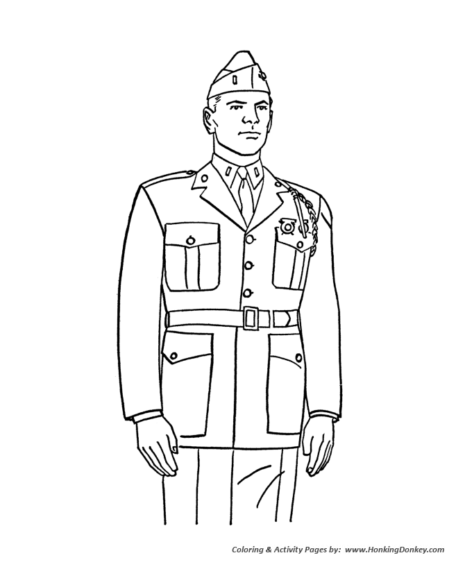 Veterans  Day Coloring Pages - Marine Officer